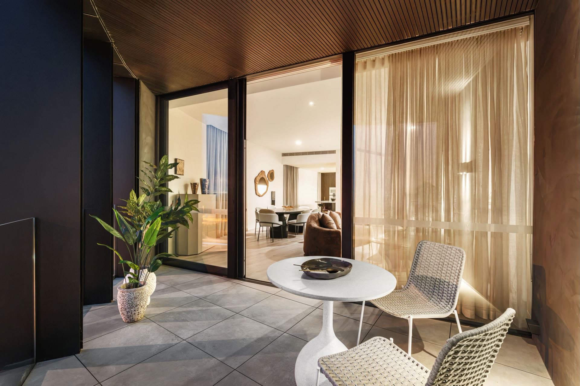 The terrace by day, looking back into the living room
